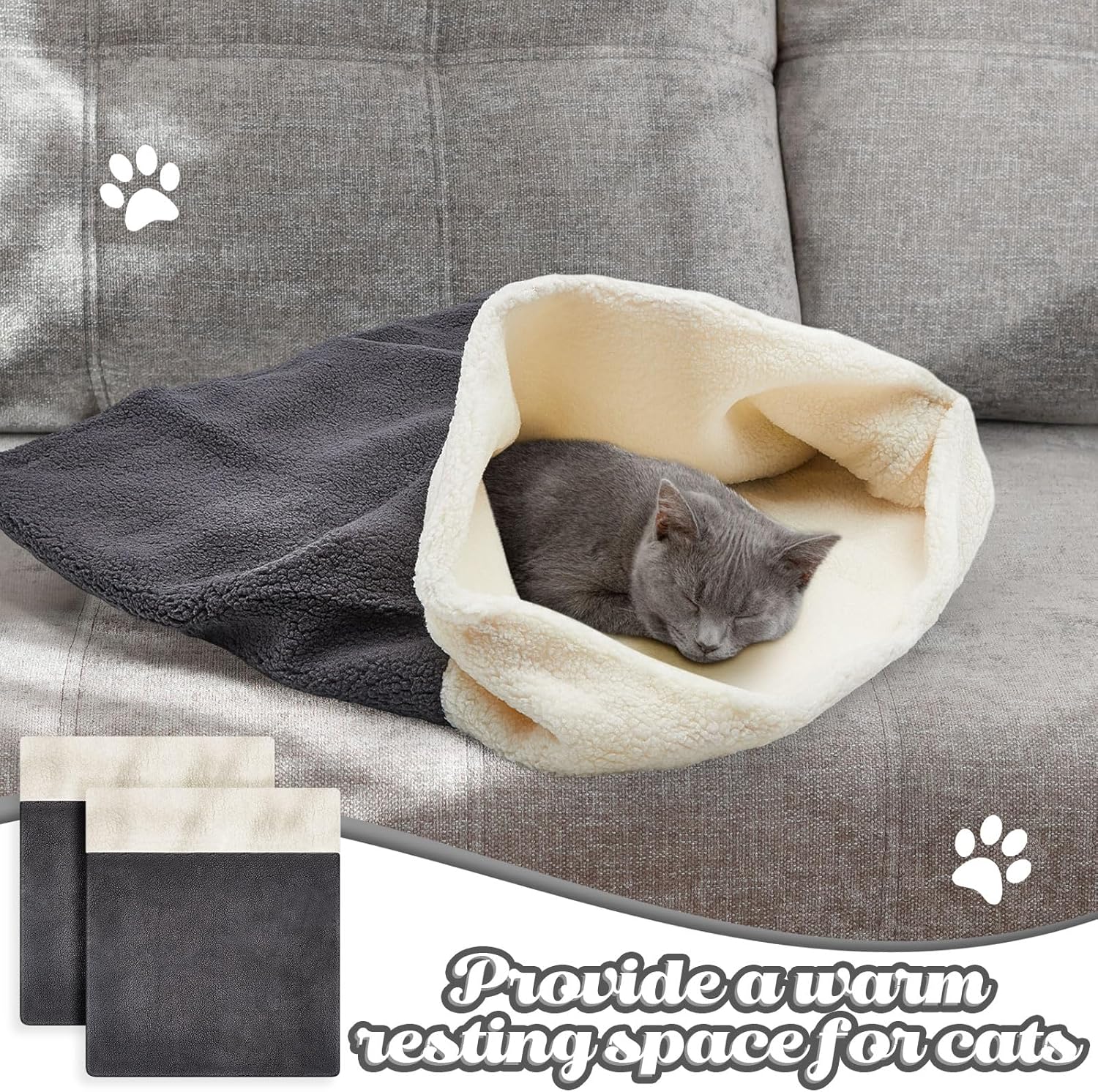 2 Pcs Cat Bed Cave Cat Sleeping Bag Kitten Bed Sack pet Cave Warming Pad Sack PET Mat for Kitten Puppy Small Dogs, 24 x 22 Inch - Image 4