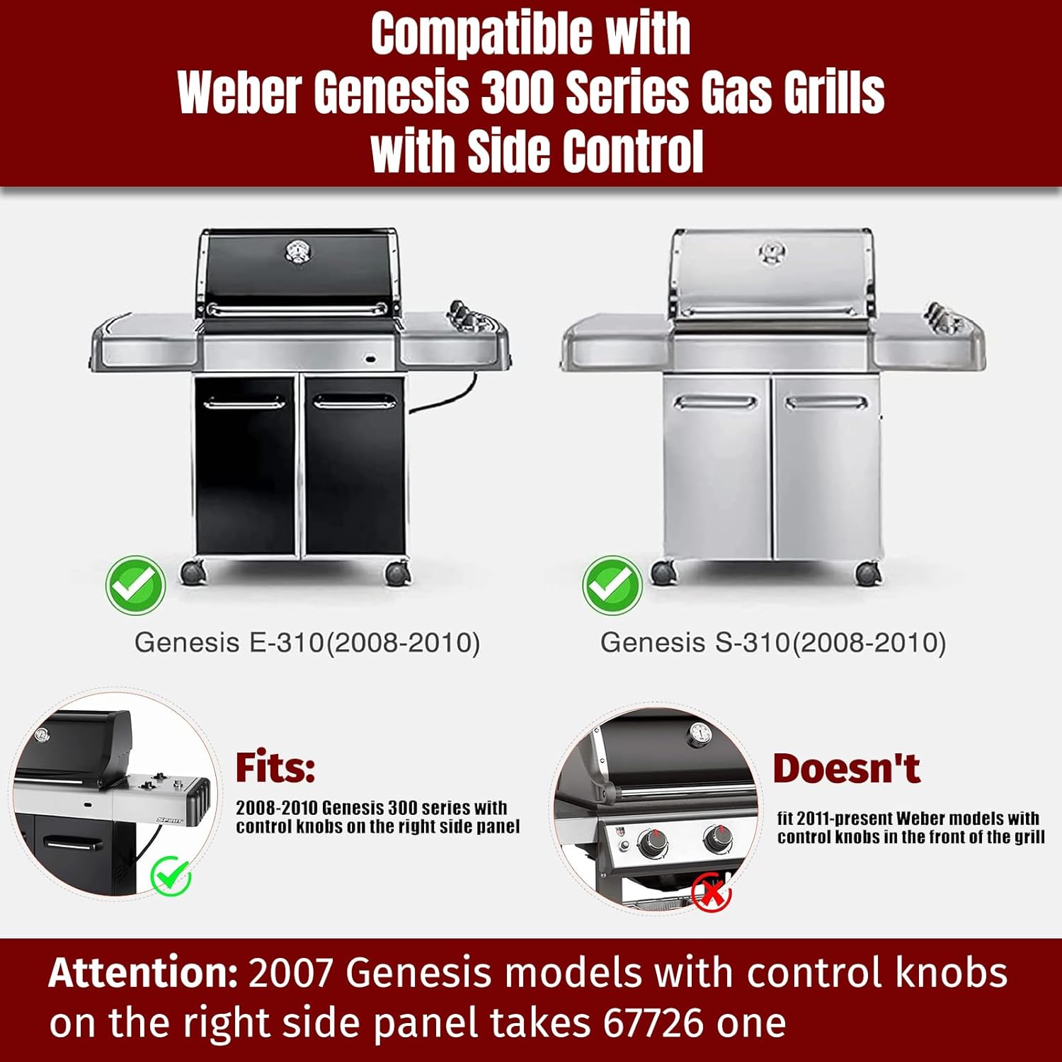 Grill Igniter Kit 1819-51 Replacement for Weber 67847 Genesis 300 Series Grills with Side Controls (2008-2010) - E310 E320 EP310 EP320 S310 S320 CEP310 CEP320 with Ceramic Collector Box - Image 2