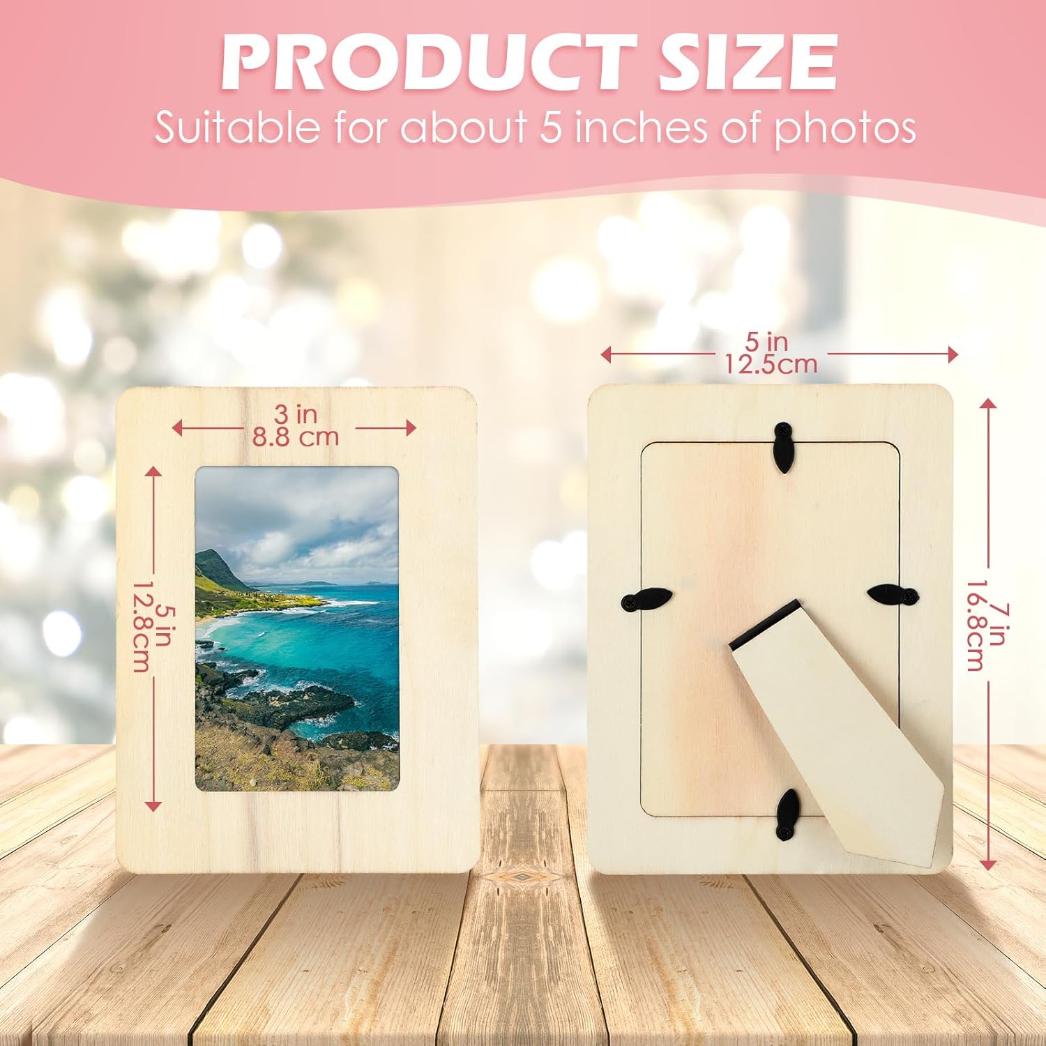 24 Pcs Unfinished Wooden Craft Frames for 3