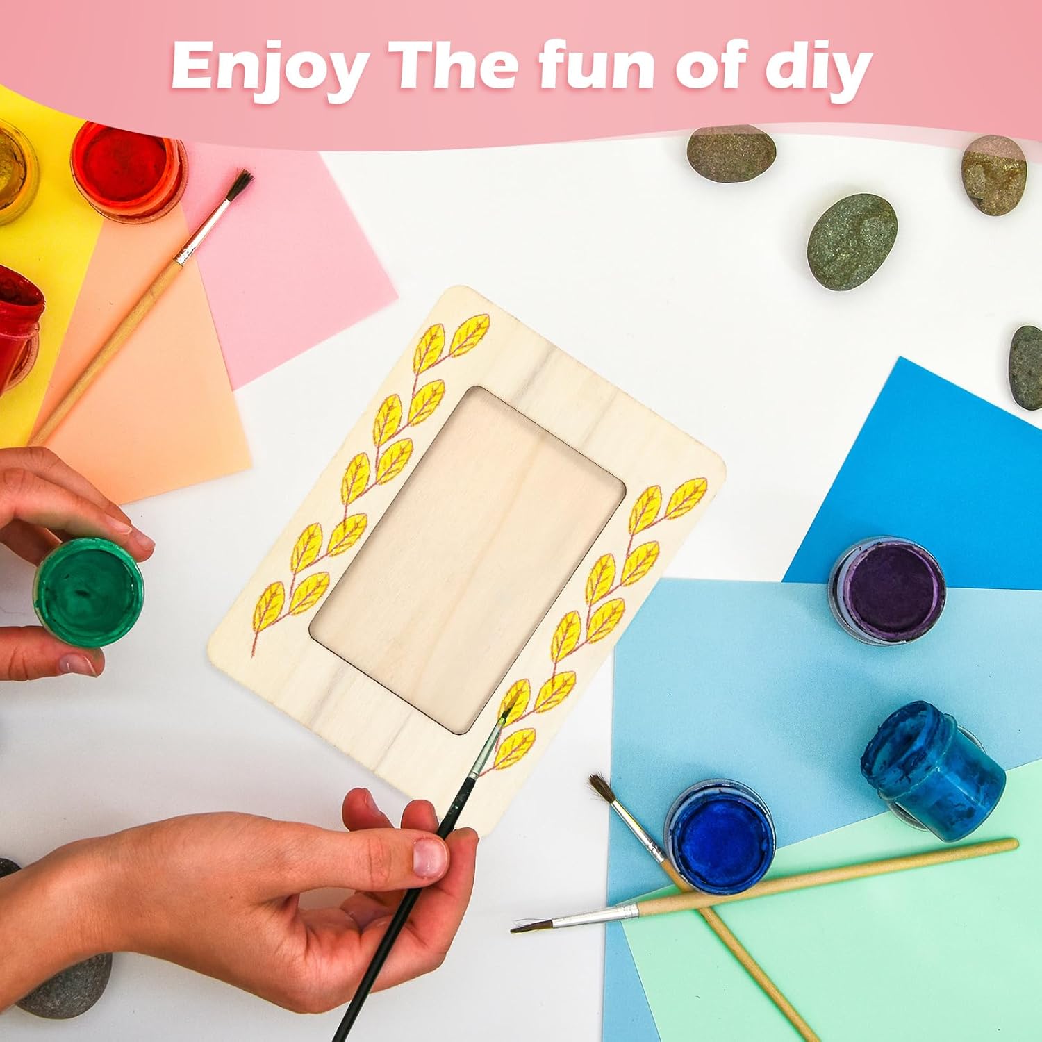 24 Pcs Unfinished Wooden Craft Frames for 3