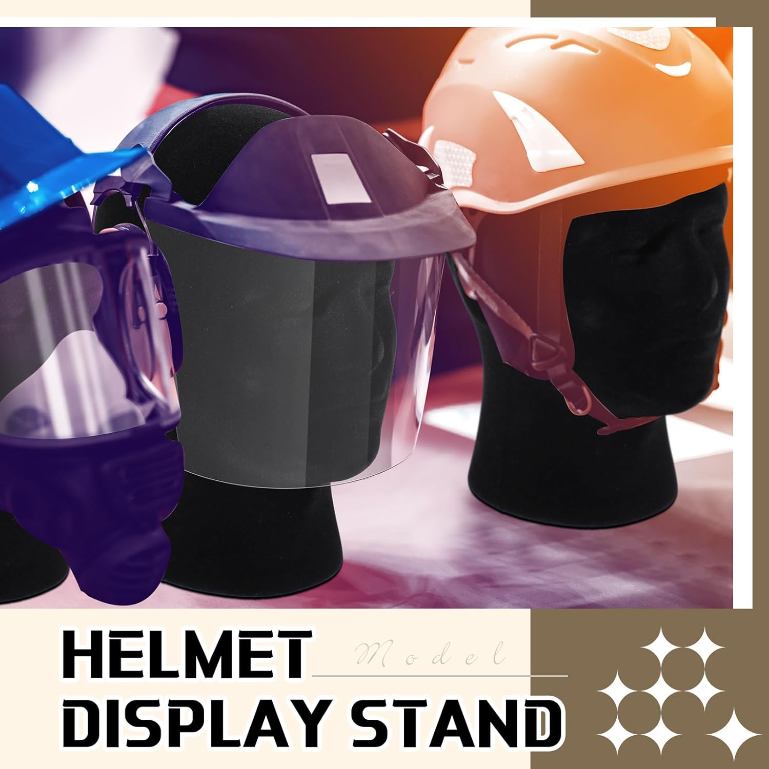 4 Pcs Black Mannequin Head Stand Model Male Wigs Display Model Velvet Foam Mask Display Stand Headsets Mount Manikin Head or Wig Hat Glasses - Image 6