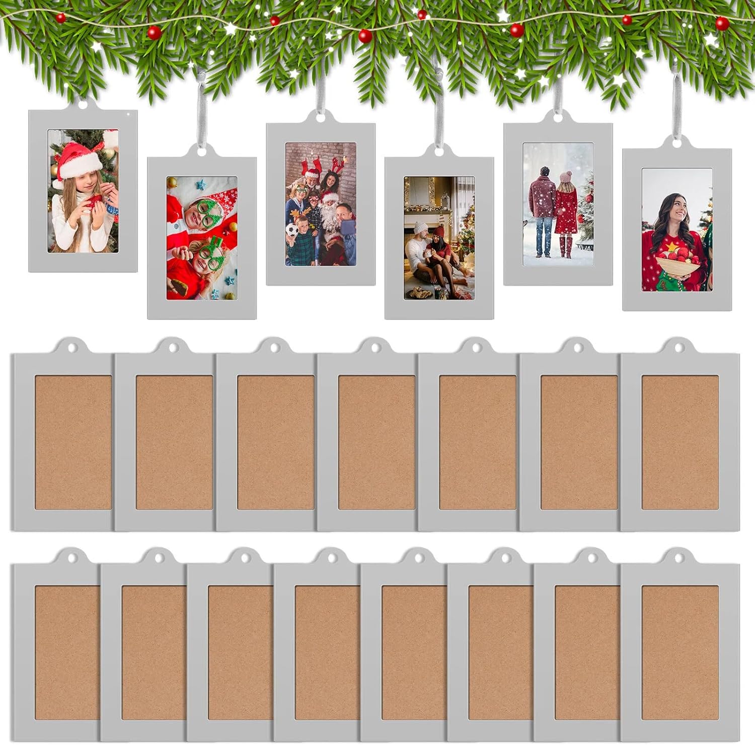 50 Pcs Metal Christmas Photo Frame Ornaments Bulk 2 x 3 Inch Heavy Duty Reusable Small Frame Decorations for Xmas Tree Home Indoor Outdoor Decor Gifts (Vertical,Silver) - Image 1