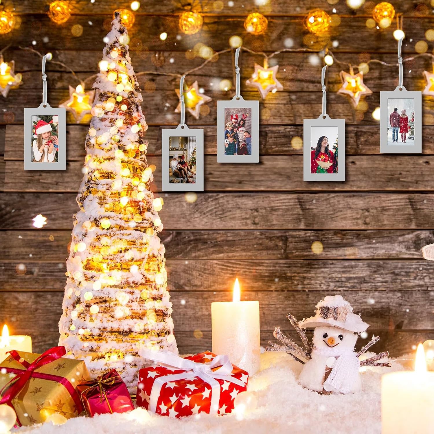 50 Pcs Metal Christmas Photo Frame Ornaments Bulk 2 x 3 Inch Heavy Duty Reusable Small Frame Decorations for Xmas Tree Home Indoor Outdoor Decor Gifts (Vertical,Silver) - Image 6