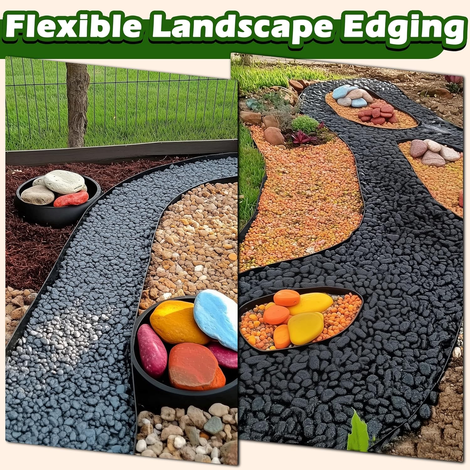 Landscape Edging Kit, 40-Foot Long, 3-Inch Tall, No Dig Garden Edging Border for Flower Beds, Tree Rings, Pathways, Includes 40 Spikes - Image 5