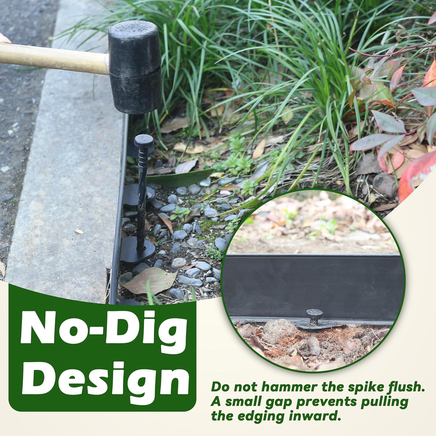 Landscape Edging Kit, 40-Foot Long, 3-Inch Tall, No Dig Garden Edging Border for Flower Beds, Tree Rings, Pathways, Includes 40 Spikes - Image 6