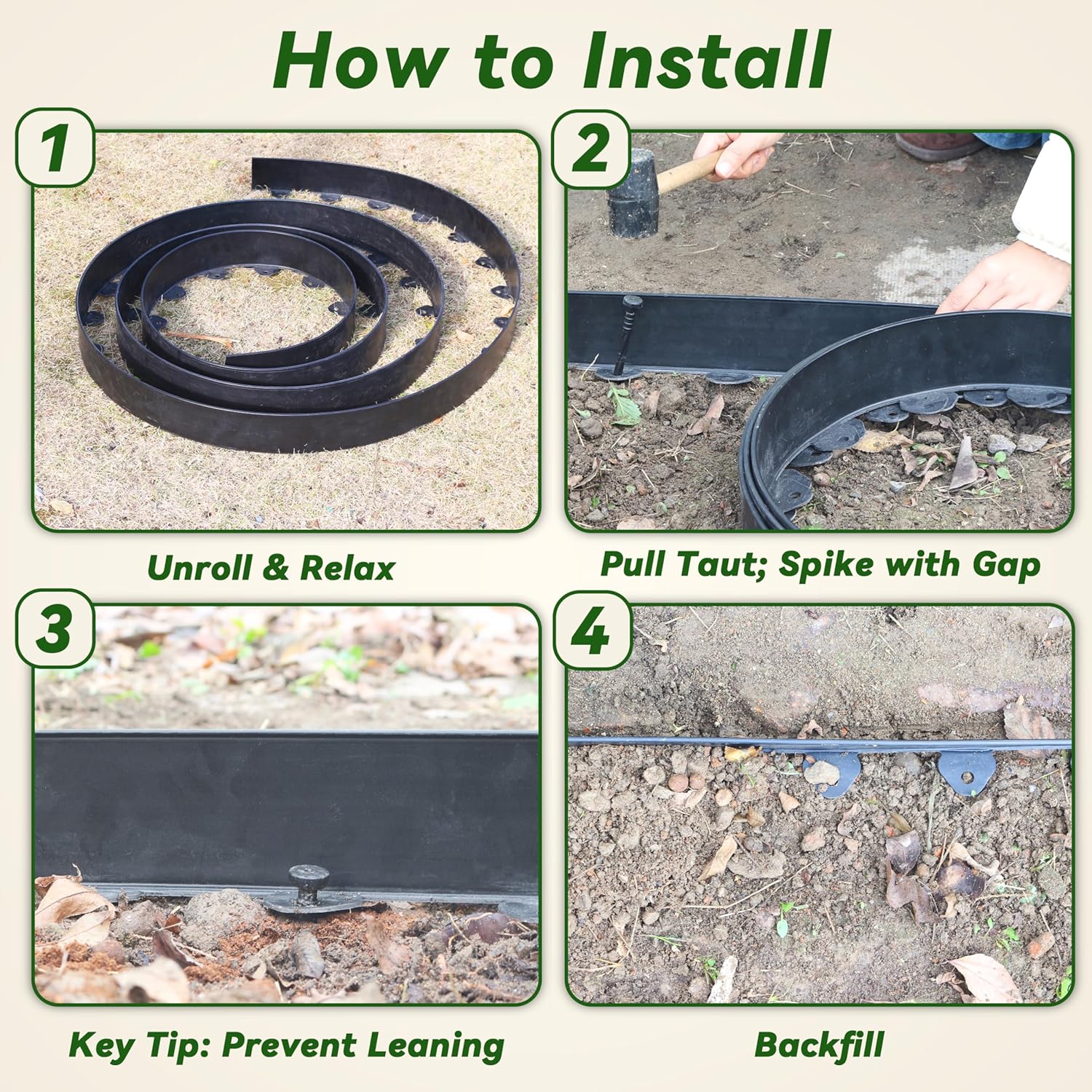 Landscape Edging Kit, 40-Foot Long, 3-Inch Tall, No Dig Garden Edging Border for Flower Beds, Tree Rings, Pathways, Includes 40 Spikes - Image 7