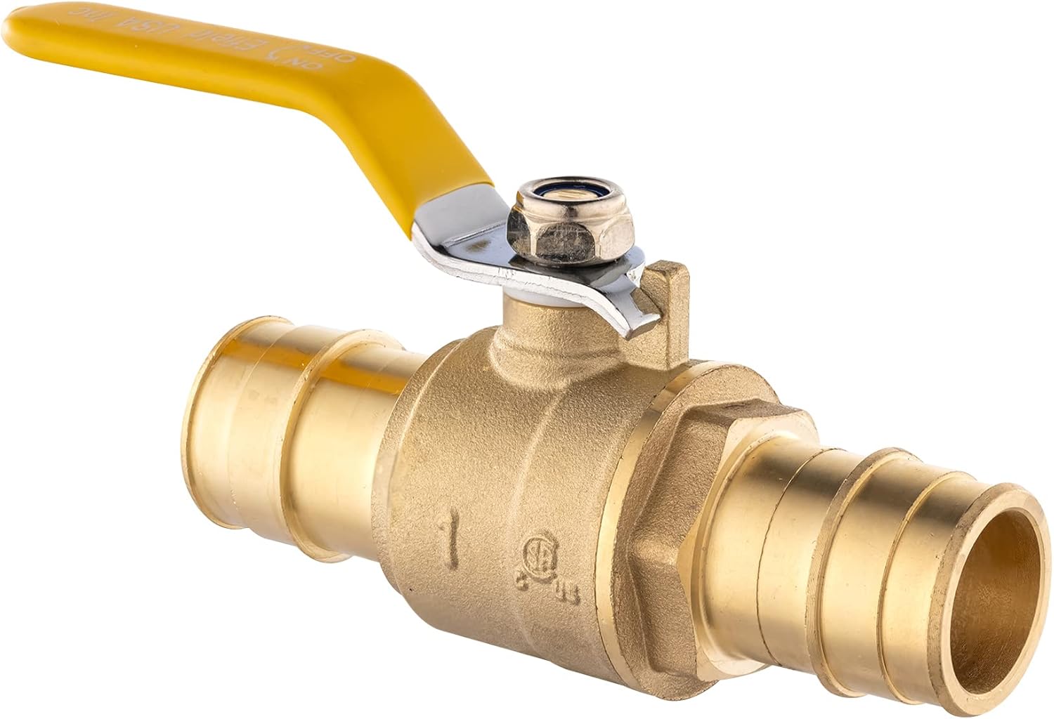 1 Inch Brass Full Port Ball Valve For Pex-A Pipe, ASTM F1960 Expansion Connection Only, Yellow Handle,(VALVE155) - Image 1