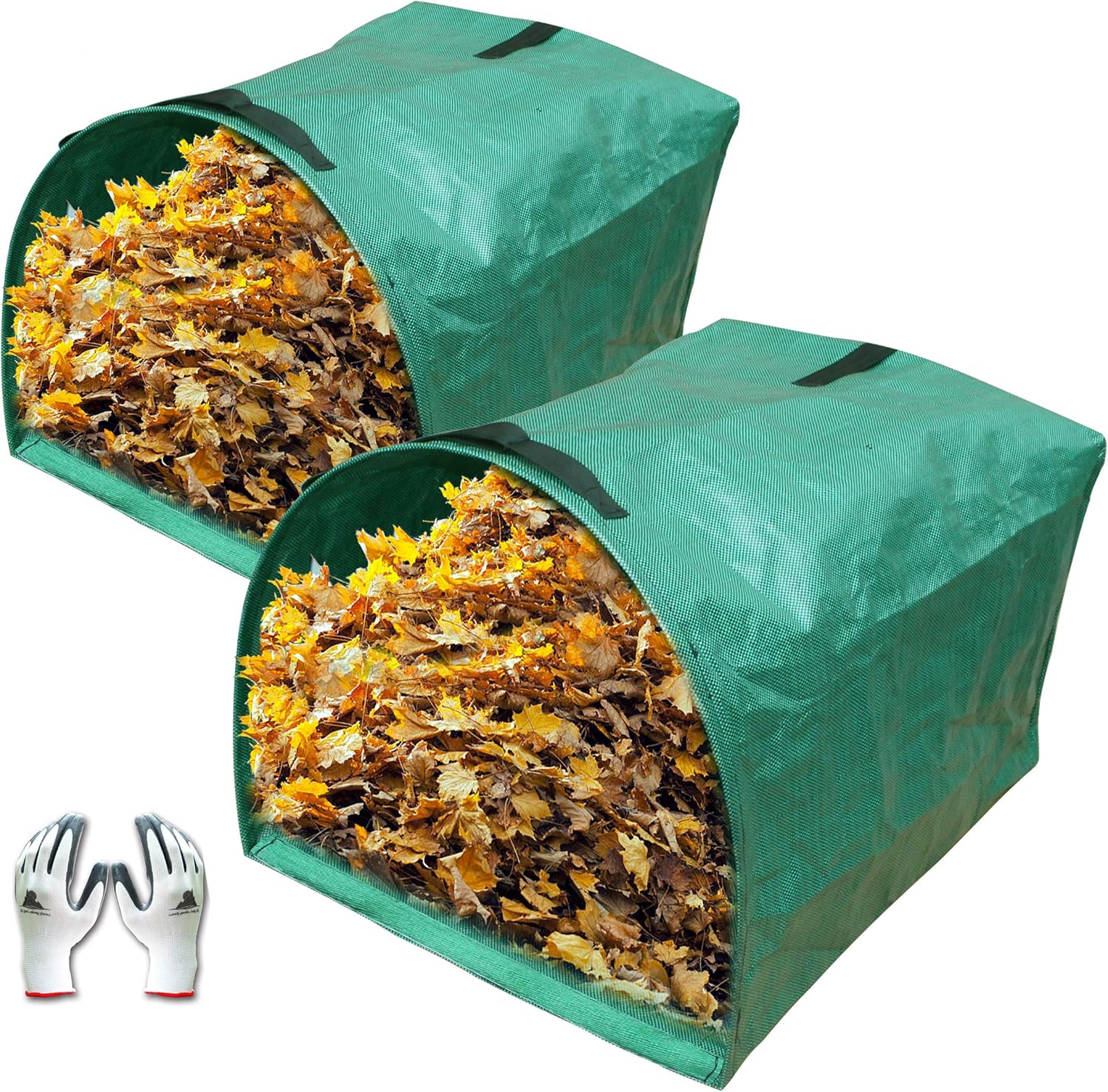 2-Pack 53 Gallon Dustpan-Type Yard Waste Bags, Reusable Heavy Duty Collapsible Garden Leaf Bags, Leaf Collector for Leaves, Lawn Debris & Grass Clippings - Image 1