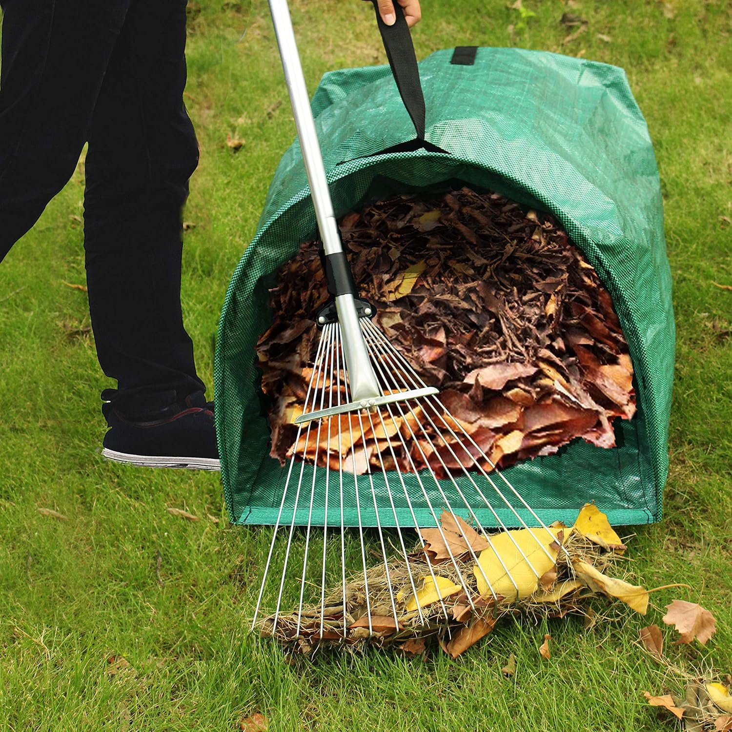 2-Pack 53 Gallon Dustpan-Type Yard Waste Bags, Reusable Heavy Duty Collapsible Garden Leaf Bags, Leaf Collector for Leaves, Lawn Debris & Grass Clippings - Image 5