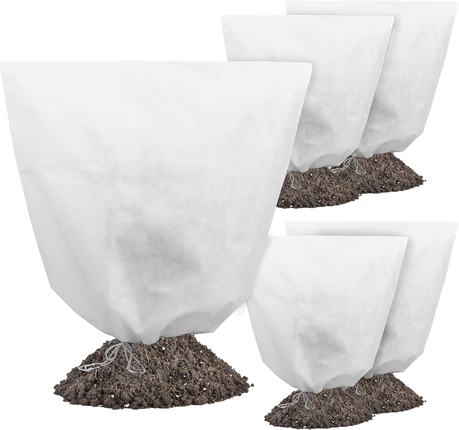 5-Pack Plant Covers Freeze Protection, Drawstring Tree Cover, Winter Freeze Plant Protection, Tree Jacket Frost Blanket for Outdoor Plants, 22.4
