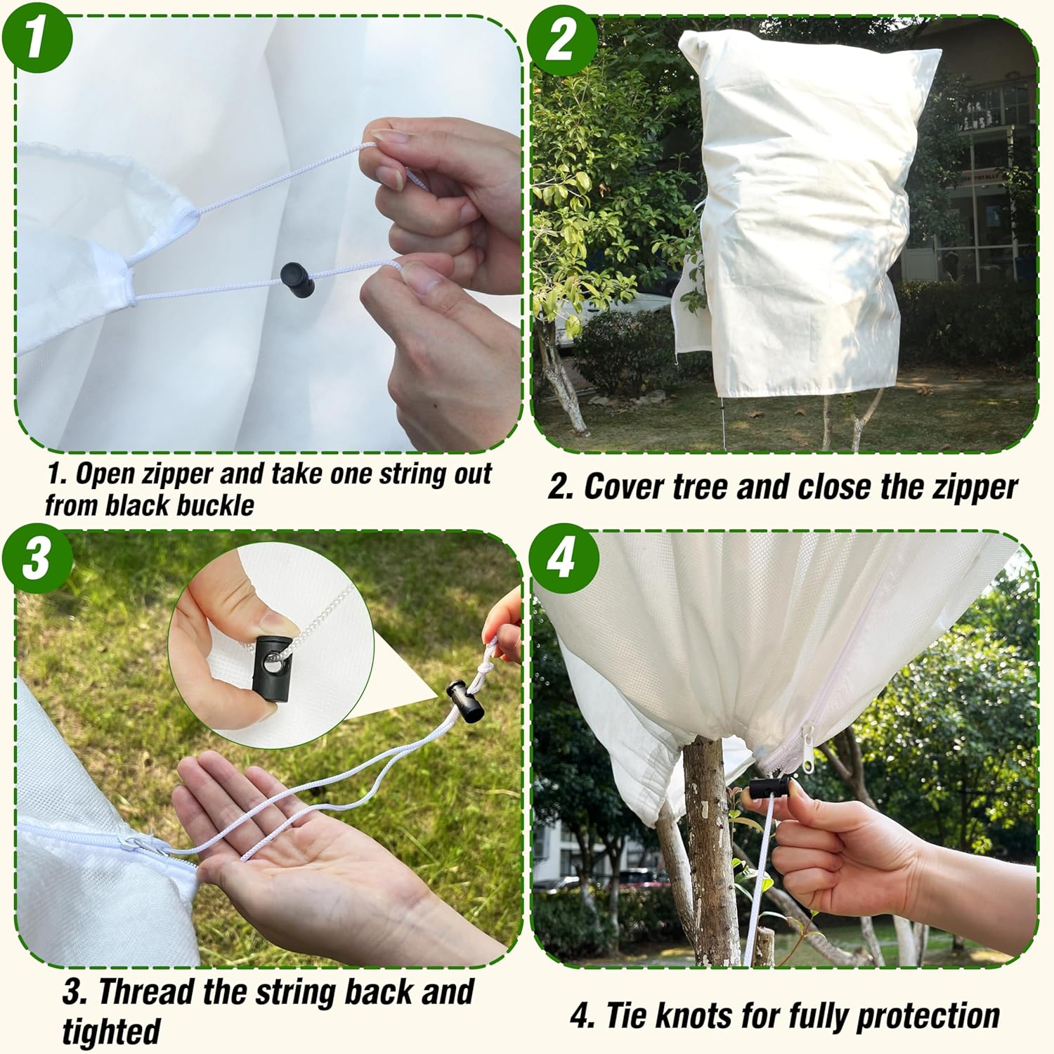 5-Pack Plant Covers Freeze Protection, Drawstring Tree Cover, Winter Freeze Plant Protection, Tree Jacket Frost Blanket for Outdoor Plants, 22.4