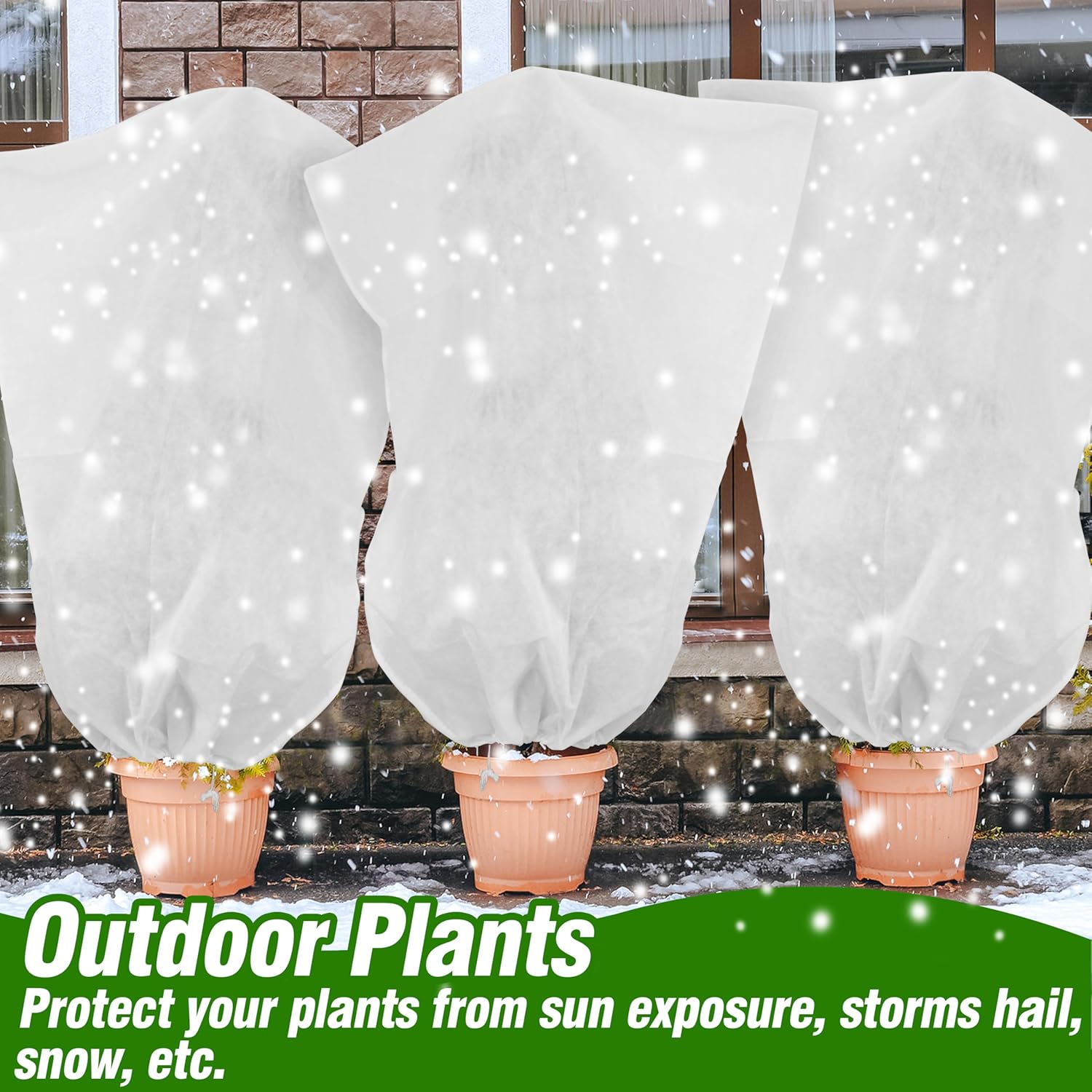 5-Pack Plant Covers Freeze Protection, Drawstring Tree Cover, Winter Freeze Plant Protection, Tree Jacket Frost Blanket for Outdoor Plants, 22.4