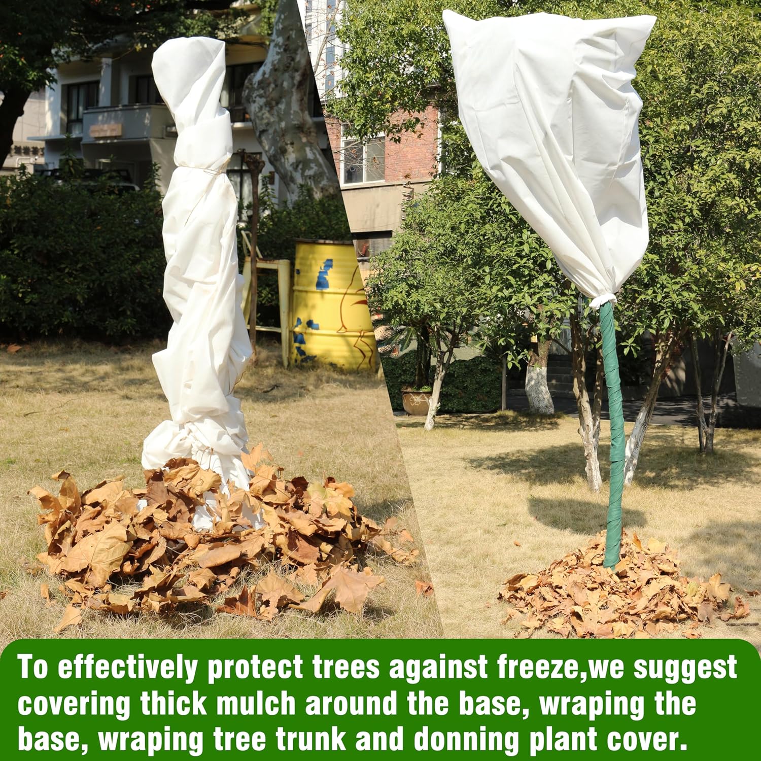 5-Pack Plant Covers Freeze Protection, Drawstring Tree Cover, Winter Freeze Plant Protection, Tree Jacket Frost Blanket for Outdoor Plants, 22.4