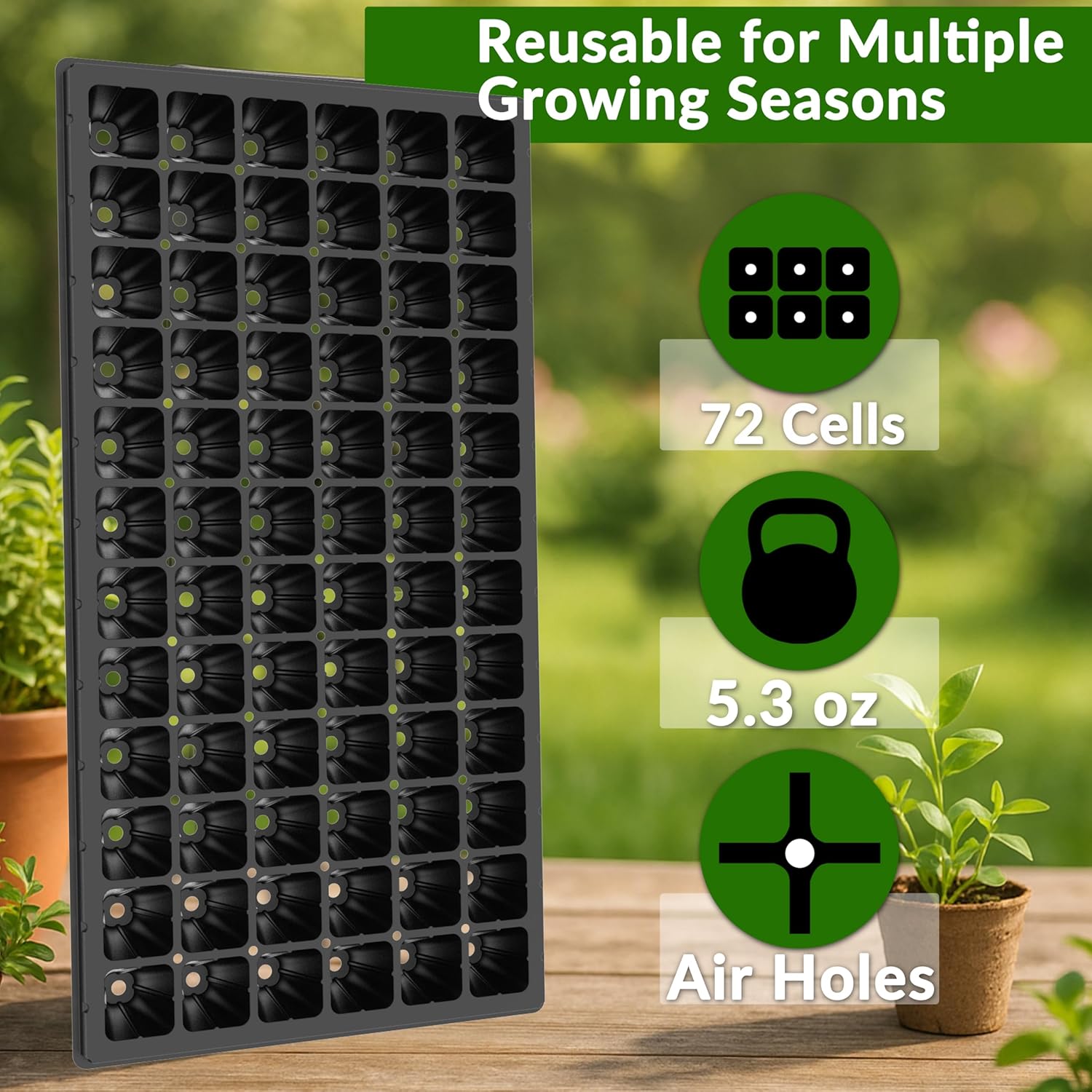 10 Pack 72 Cell Seed Starter Trays, 1.75