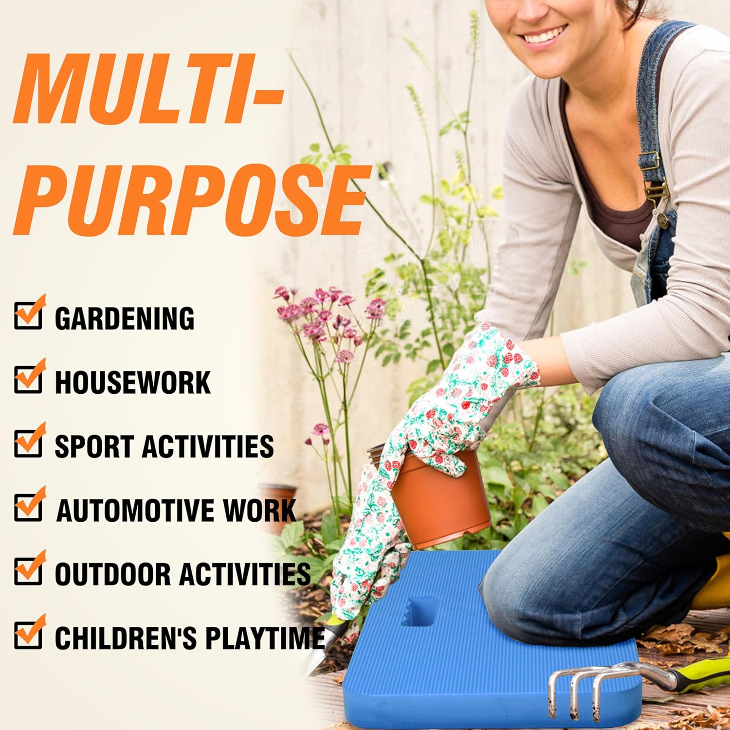 3-Pack Garden Kneeling Pad - For Gardening, Baby Bath, Yoga, Pilates, Exercise, Blue - Image 7