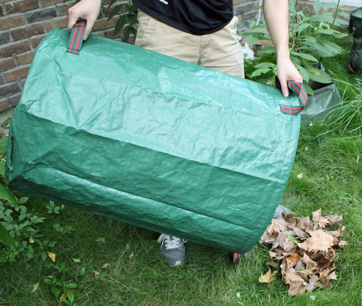 3-Pack 32 Gallon Yard Waste Bags, Reusable Heavy Duty Collapsible Garden Leaf Bags with Plastic Ring, Stand-Up Yard Waste Bin for Leaves, Lawn Debris & Grass Clippings - Image 6