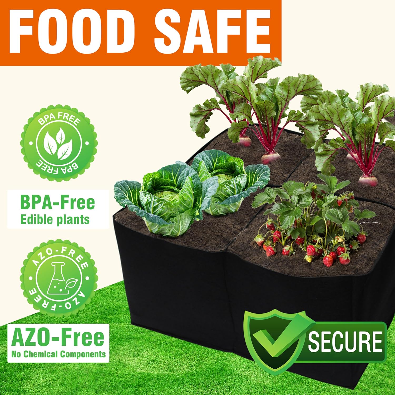 2 Pack Fabric Raised Garden Beds, 2x2x1 FT – 4 Grids Grow Bed for Square Foot Gardening, Planting Box for Vegetables, Herbs, Flowers - Image 2