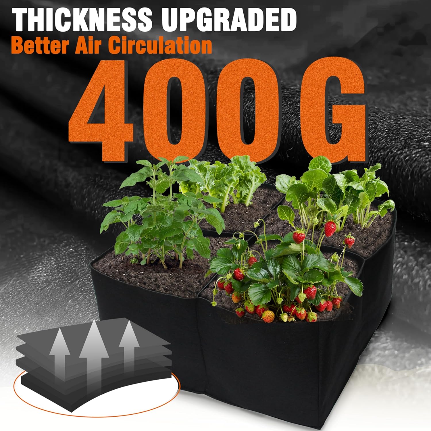 2 Pack Fabric Raised Garden Beds, 2x2x1 FT – 4 Grids Grow Bed for Square Foot Gardening, Planting Box for Vegetables, Herbs, Flowers - Image 3