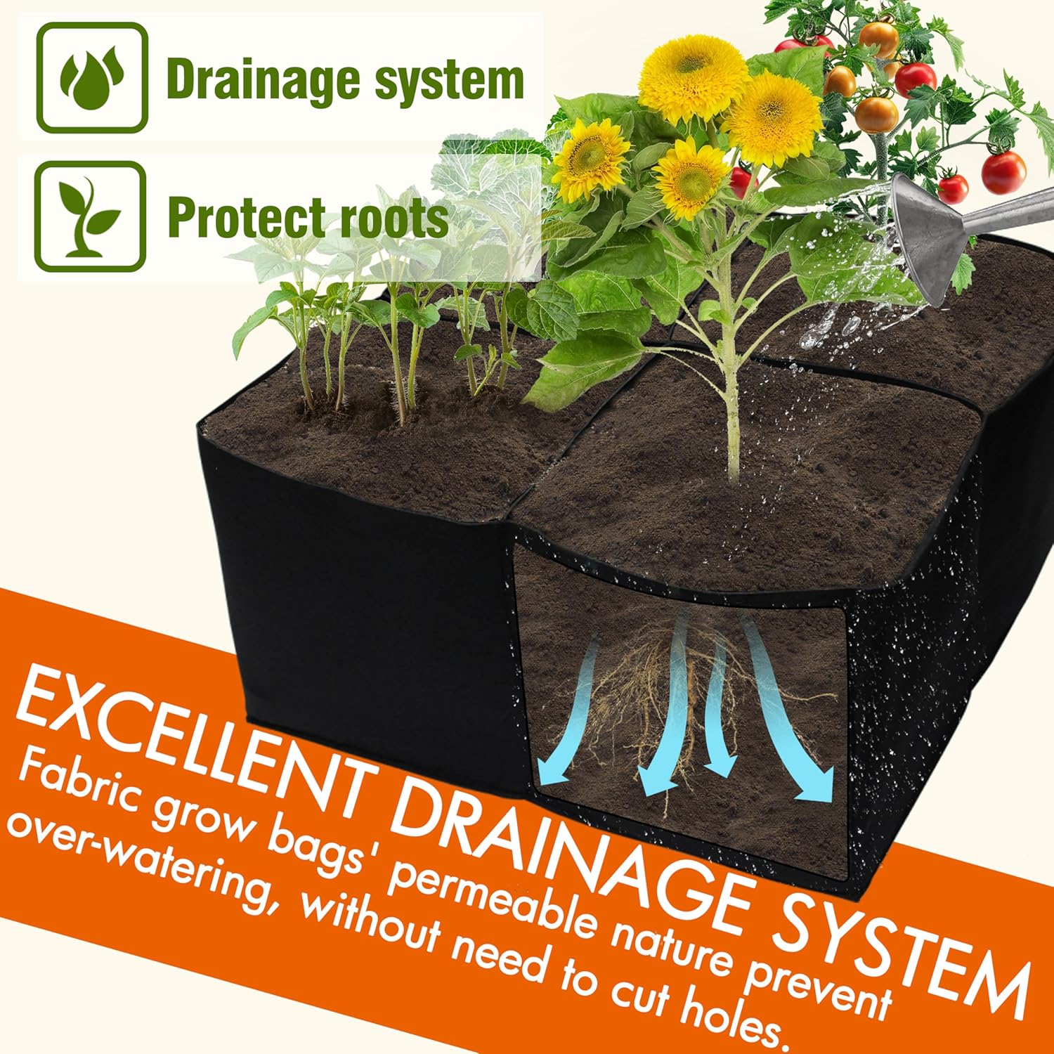 2 Pack Fabric Raised Garden Beds, 2x2x1 FT – 4 Grids Grow Bed for Square Foot Gardening, Planting Box for Vegetables, Herbs, Flowers - Image 5