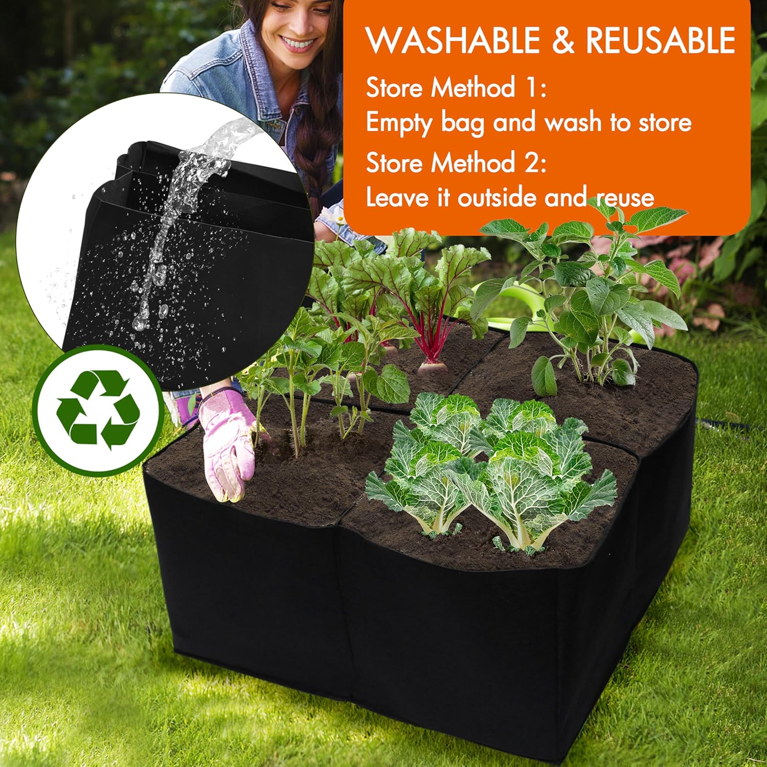 2 Pack Fabric Raised Garden Beds, 2x2x1 FT – 4 Grids Grow Bed for Square Foot Gardening, Planting Box for Vegetables, Herbs, Flowers - Image 6