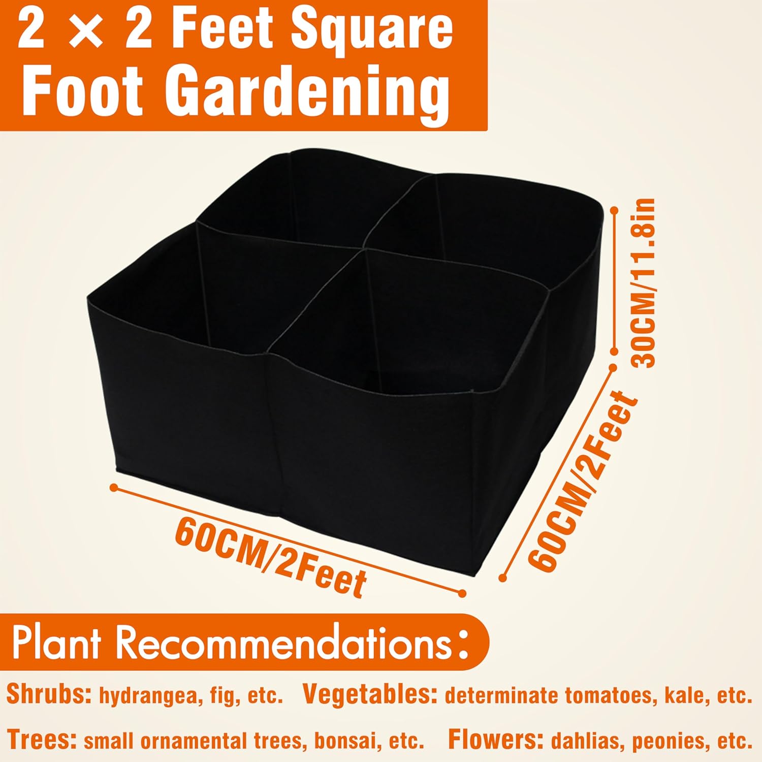 2 Pack Fabric Raised Garden Beds, 2x2x1 FT – 4 Grids Grow Bed for Square Foot Gardening, Planting Box for Vegetables, Herbs, Flowers - Image 7