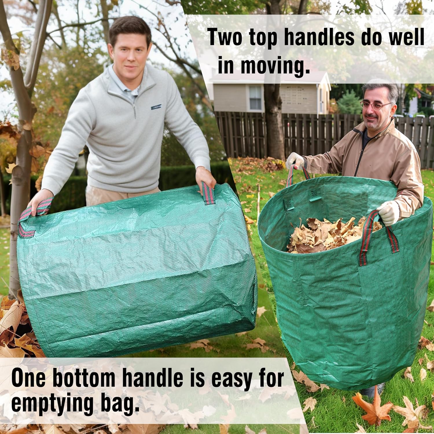 3-Pack 80 Gallon Yard Waste Bags, Reusable Heavy Duty Collapsible Garden Leaf Bags with Plastic Ring, Stand-Up Yard Waste Bin for Leaves, Lawn Debris & Grass Clippings - Image 4