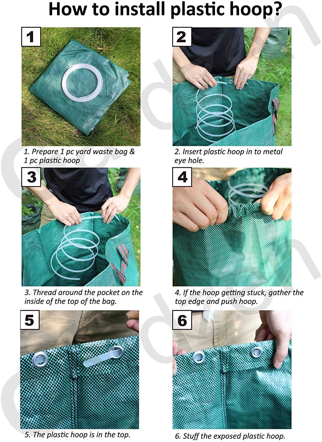 3-Pack 80 Gallon Yard Waste Bags, Reusable Heavy Duty Collapsible Garden Leaf Bags with Plastic Ring, Stand-Up Yard Waste Bin for Leaves, Lawn Debris & Grass Clippings - Image 7