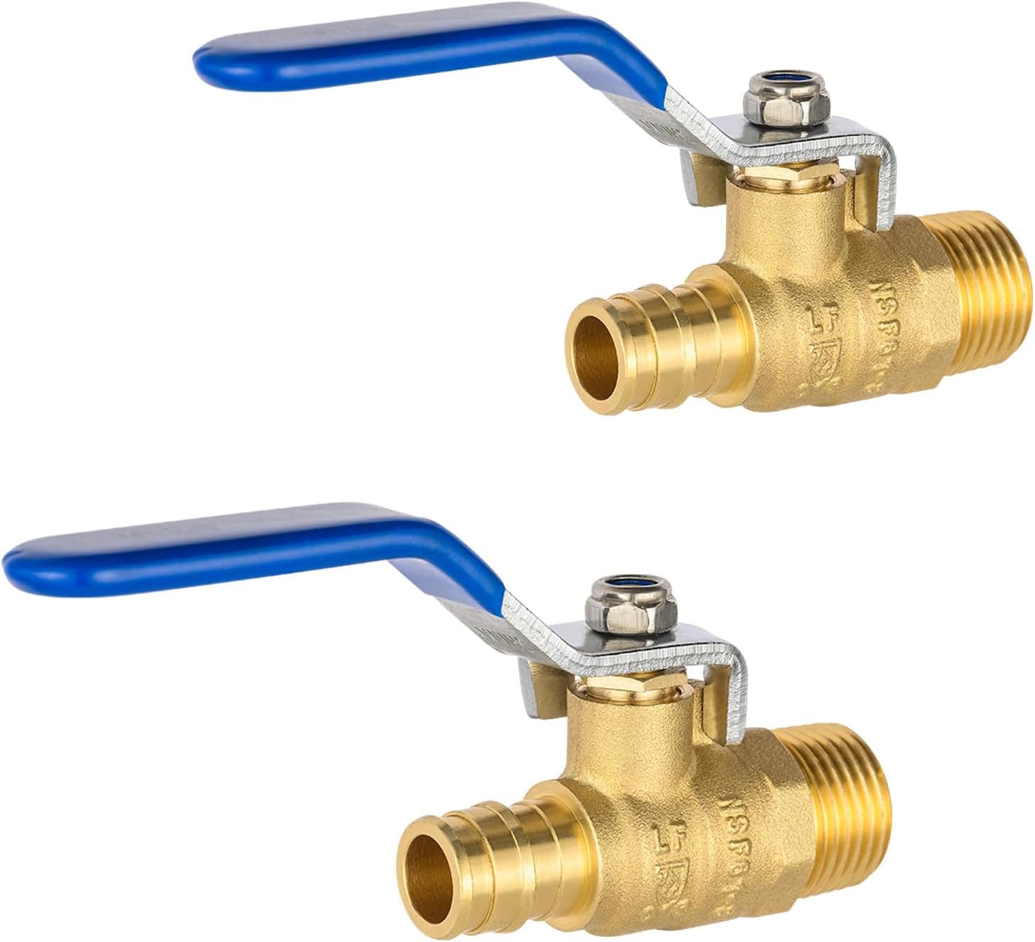 (Pack of 2)  Cold Expansion Pex-A 1/2-inch X 1/2 Inch Male MPT Brass Shut-off Ball Valve for Pex-A Pipe Connection, ASTM F1960, Blue Lever, cUPC Certified,(VALVE445) - Image 1