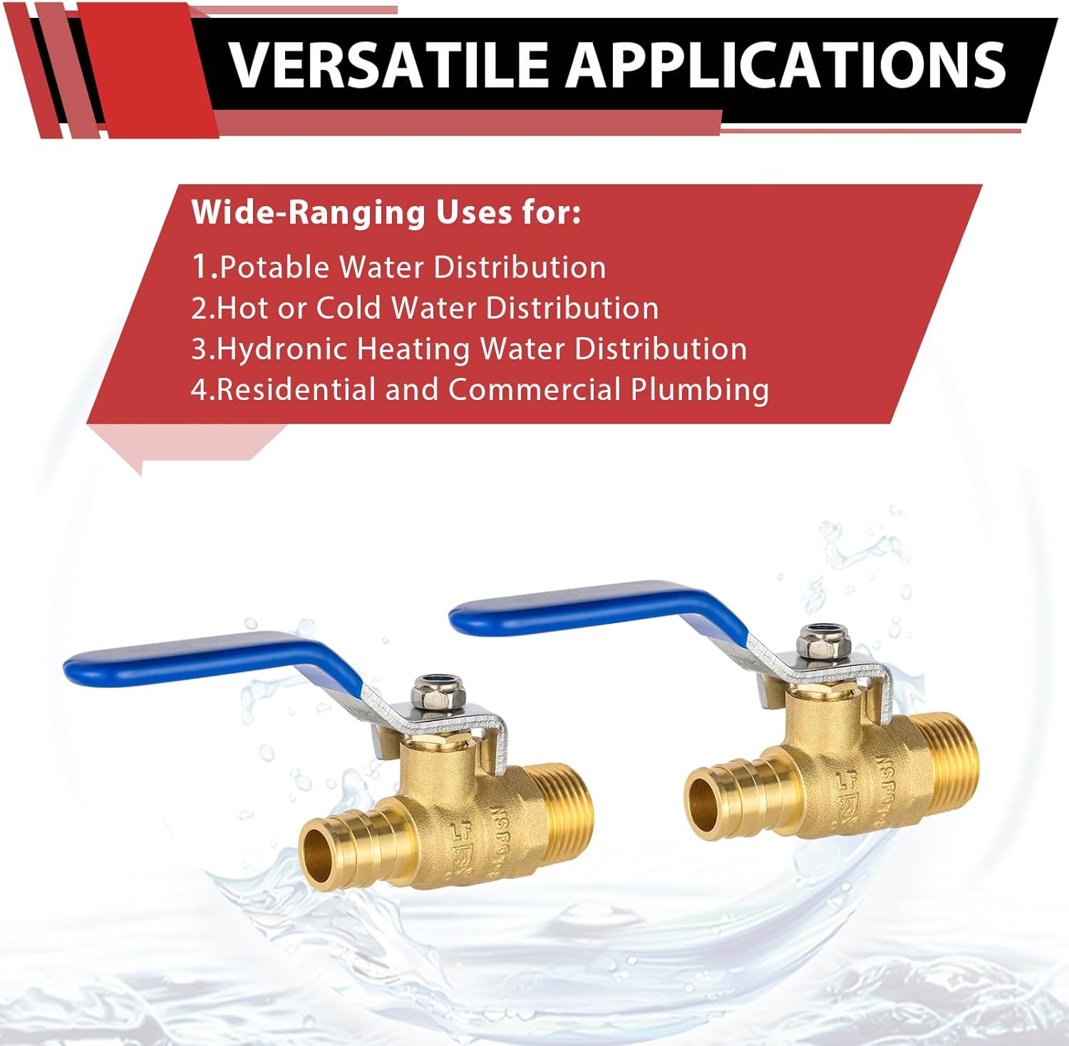 (Pack of 2)  Cold Expansion Pex-A 1/2-inch X 1/2 Inch Male MPT Brass Shut-off Ball Valve for Pex-A Pipe Connection, ASTM F1960, Blue Lever, cUPC Certified,(VALVE445) - Image 4