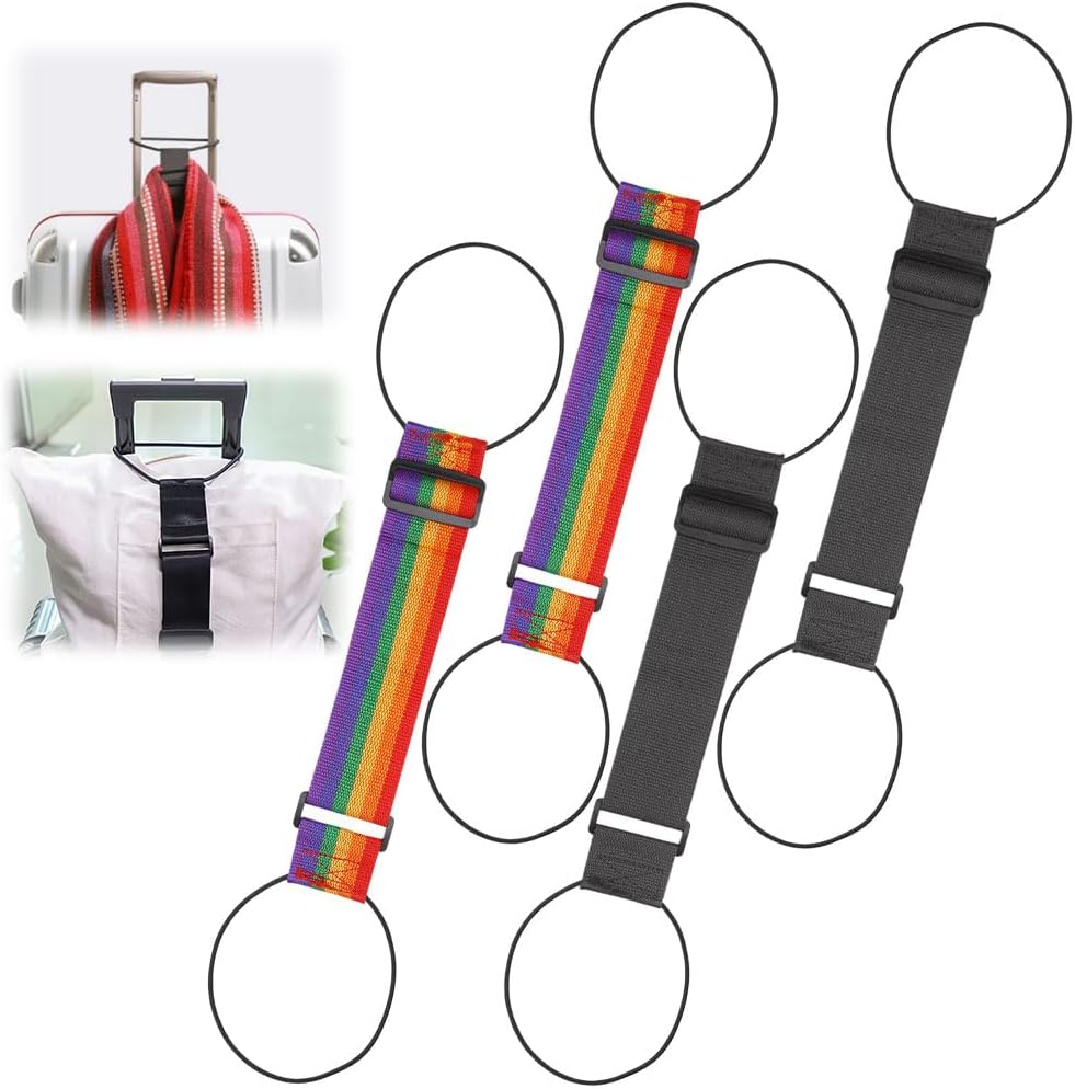 Multi Use Strong Adjustable Luggage Connector Straps, 2026 New Suitcases Rainbow Travel Straps Waterproof, Upgrade Wear-Resistant Luggage Connector Straps Secure Stacking (Black+Multicolor) - Image 1
