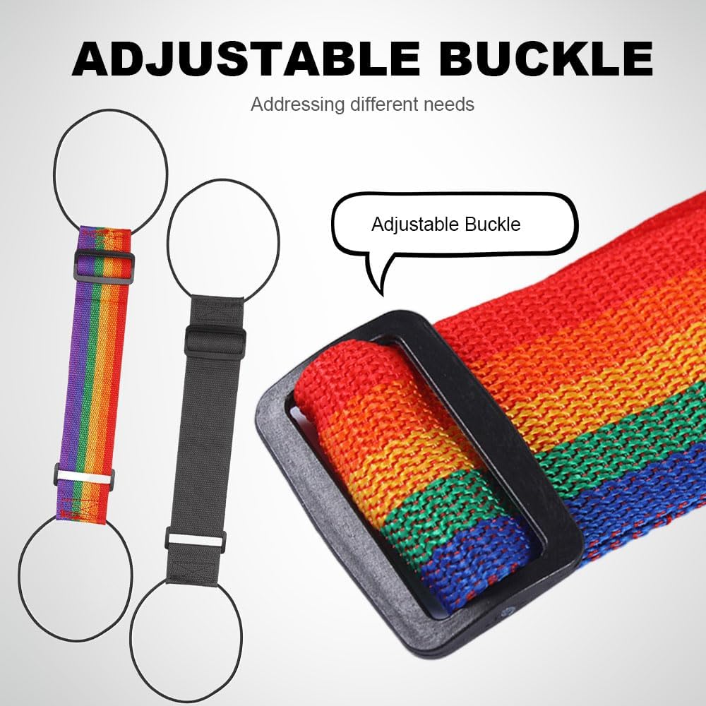 Multi Use Strong Adjustable Luggage Connector Straps, 2026 New Suitcases Rainbow Travel Straps Waterproof, Upgrade Wear-Resistant Luggage Connector Straps Secure Stacking (Black+Multicolor) - Image 3