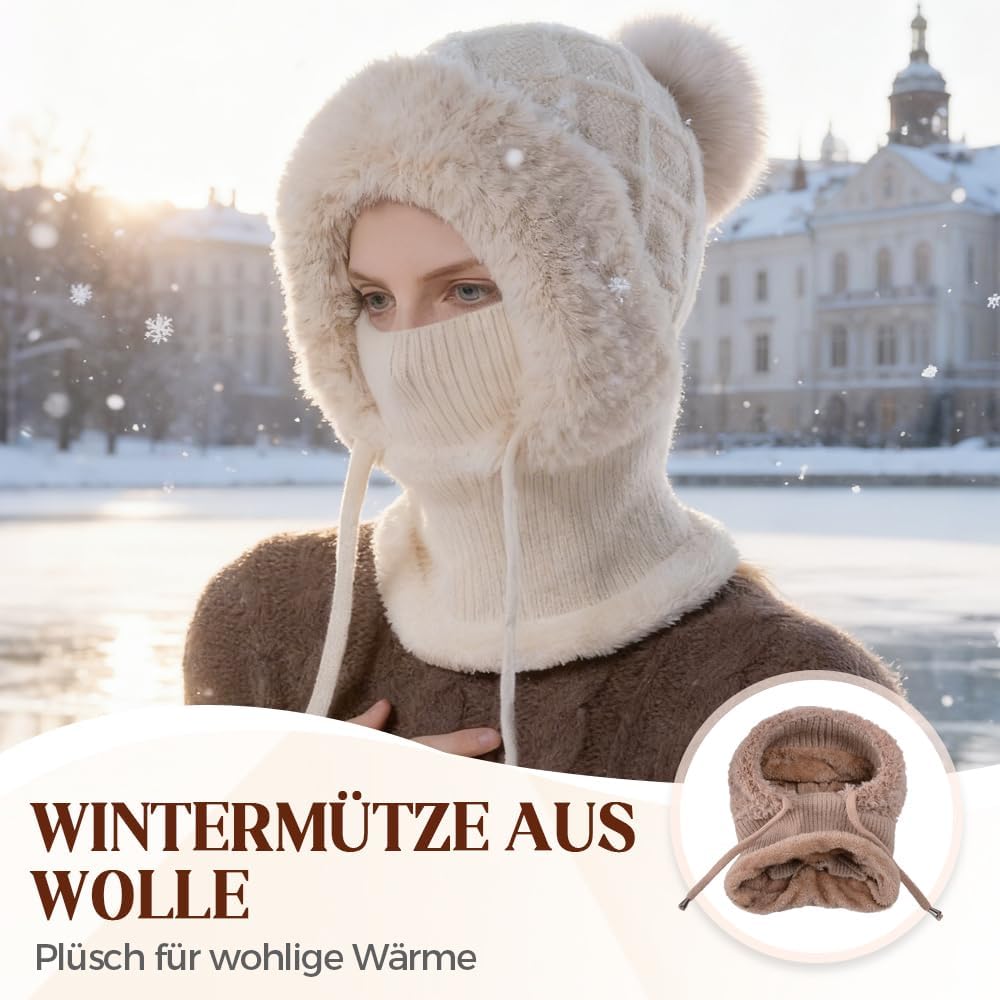 2026 New 3 in 1 Beanie Hat for Women, Upgrade Winter Balaclava Fall Winter Warm Knitted Hat Knitted Ski Scarf Mask - Image 2