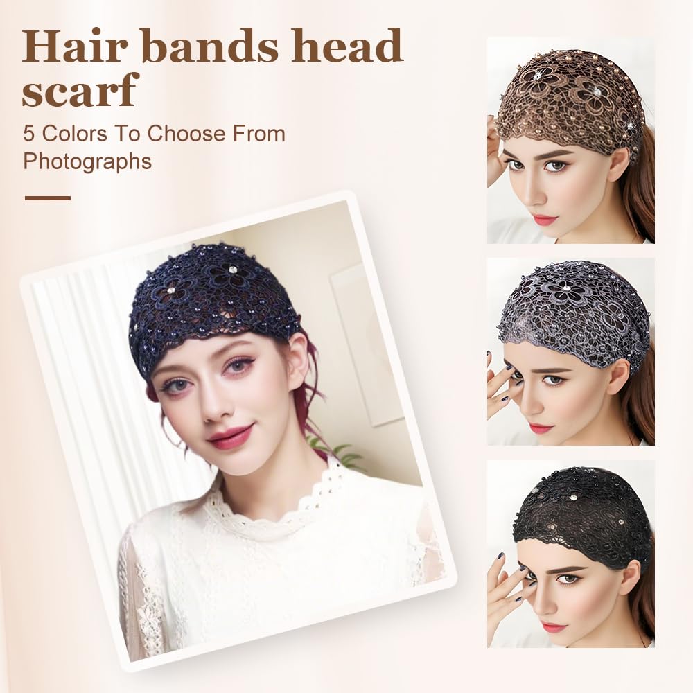 Boho-chic Crystal Pearl Embellished Wide Headbands, 2025 New Vintage High Cranium Artificial Pearls Hairband Pearl Hair Hoop with Teeth Hoop (Black, One Size) - Image 3