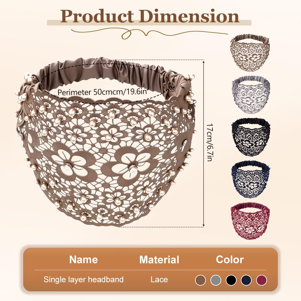 Boho-chic Crystal Pearl Embellished Wide Headbands, 2025 New Vintage High Cranium Artificial Pearls Hairband Pearl Hair Hoop with Teeth Hoop (Black, One Size) - Image 6