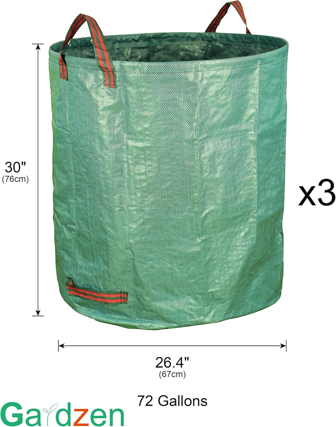 6-Pack 72 Gallon Yard Waste Bags, Reusable Heavy Duty Collapsible Garden Leaf Bags with Plastic Ring, Stand-Up Yard Waste Bin for Leaves, Lawn Debris & Grass Clippings - Image 2