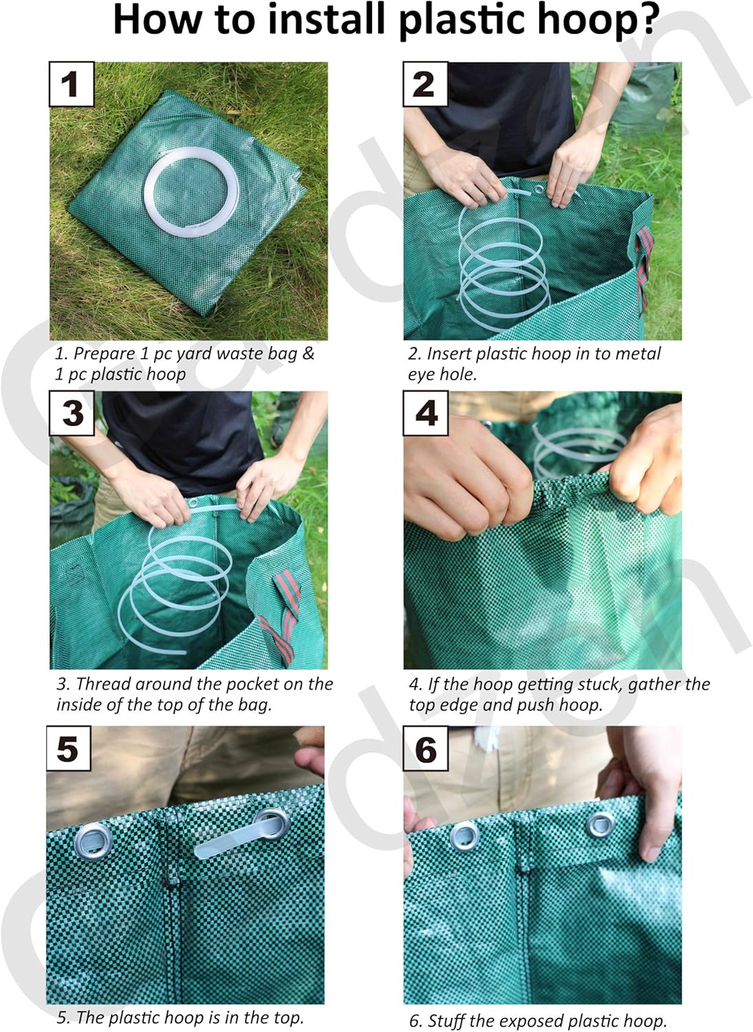 6-Pack 72 Gallon Yard Waste Bags, Reusable Heavy Duty Collapsible Garden Leaf Bags with Plastic Ring, Stand-Up Yard Waste Bin for Leaves, Lawn Debris & Grass Clippings - Image 4