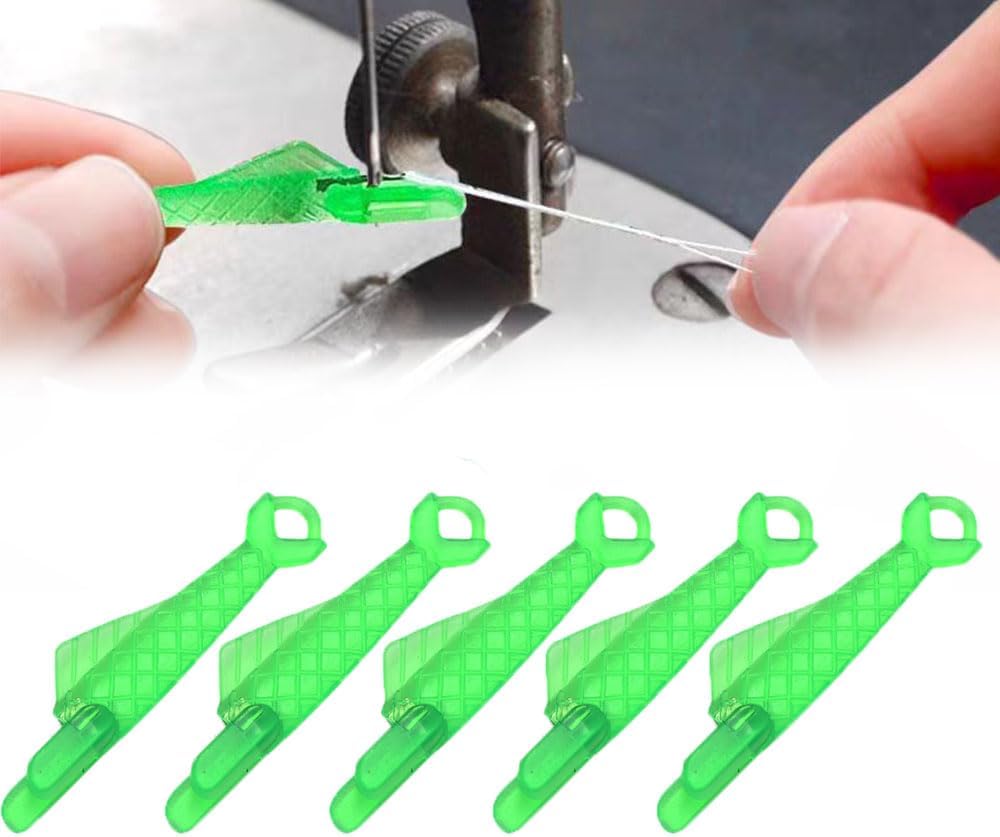 Fish Mouth Sewing Machine Needle Threader, 2024 Upgrade Quick Sewing Machine Loop Easy Selfthread Needle Threaders Tool, Automatic Sewing Needle Threader Simple Needle Threader (Green*5) - Image 1