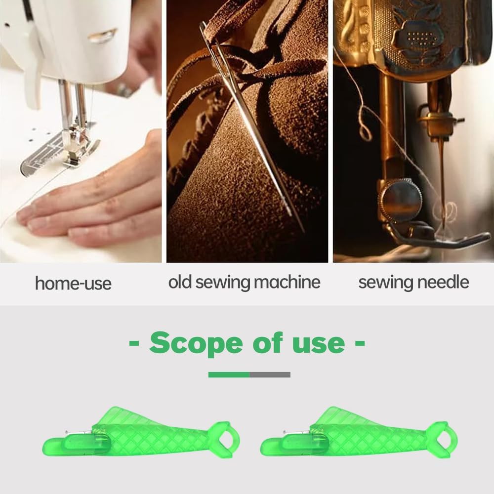 Fish Mouth Sewing Machine Needle Threader, 2024 Upgrade Quick Sewing Machine Loop Easy Selfthread Needle Threaders Tool, Automatic Sewing Needle Threader Simple Needle Threader (Green*5) - Image 6