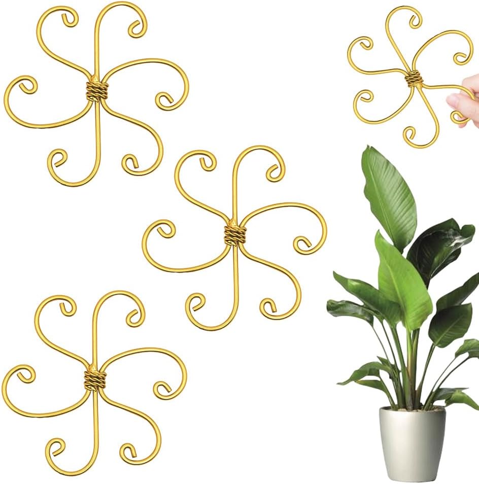 Plant Stem Support Set, 2025 New Reusable Plastic Climbing Plant Support Plant Trellis 3/6 Pcs, Upgrade Climbing Houseplant Support Stakes for Indoor Plants Stem Holder (3, Flower Goldern) - Image 1