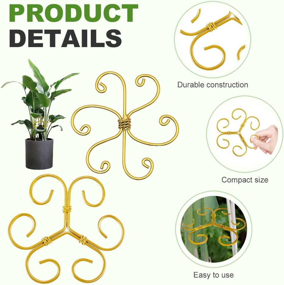 Plant Stem Support Set, 2025 New Reusable Plastic Climbing Plant Support Plant Trellis 3/6 Pcs, Upgrade Climbing Houseplant Support Stakes for Indoor Plants Stem Holder (3, Flower Goldern) - Image 6