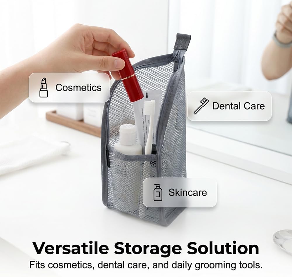 Standing Toiletry Bag, 2026 New EVA Mesh Large Capacity Cosmetic Waterproof Bag, Upgrade Portable Lightweight Travel Toiletry Bag Water Resistant Toiletries Storage Bag (Pink X2) - Image 2