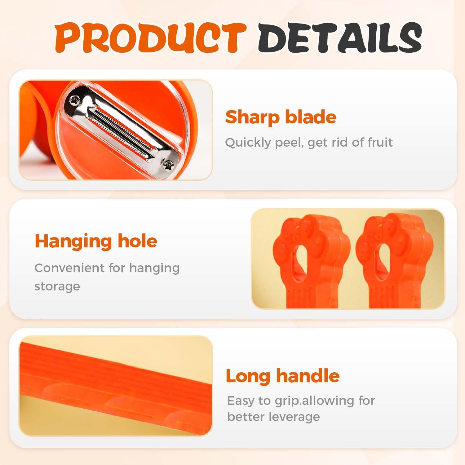2026 New Kitchen Special Fruit Peeler with Box Storage, Upgrade Vegetable Peeler with Catcher Peeler with Storage Bucket, Double-Sided Stainless Steel Multi-Function Peelers (Orange+Blue) - Image 3
