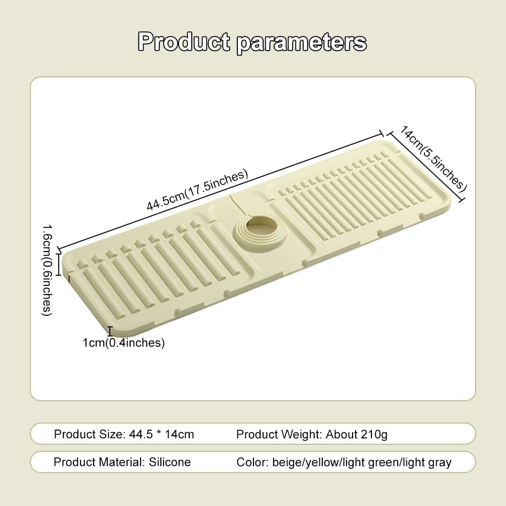 Faucet Mat for Kitchen Sink, 2024 Upgrade Faucet Guard Draining Mat Silicone Faucet Handle Drip Catcher, New Fast Drying Stone Sink Tray Sink Protectors for Kitchen Bathroom Sink (Grey, One Size) - Image 2