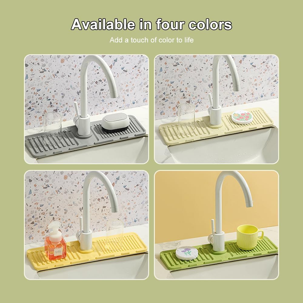 Faucet Mat for Kitchen Sink, 2024 Upgrade Faucet Guard Draining Mat Silicone Faucet Handle Drip Catcher, New Fast Drying Stone Sink Tray Sink Protectors for Kitchen Bathroom Sink (Grey, One Size) - Image 5