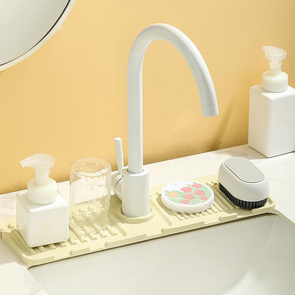 Faucet Mat for Kitchen Sink, 2024 Upgrade Faucet Guard Draining Mat Silicone Faucet Handle Drip Catcher, New Fast Drying Stone Sink Tray Sink Protectors for Kitchen Bathroom Sink (Grey, One Size) - Image 6