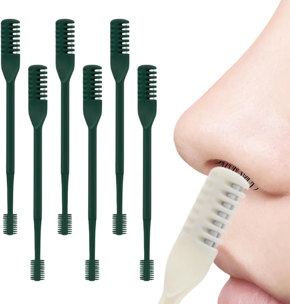 2 in 1 Nasal Hair Cutter, 2025 New Double Sided Nose Hair Knife Nostril Hair Remover Tool, Upgrade Manual 360° Rotating Nose Hair Trimmer with Ear Digger for Men, Women (Green X6) - Image 1
