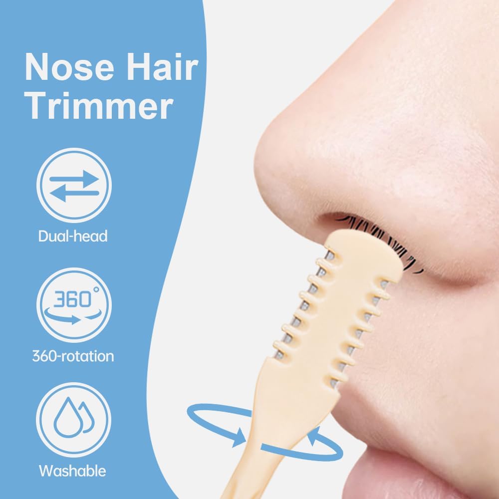 2 in 1 Nasal Hair Cutter, 2025 New Double Sided Nose Hair Knife Nostril Hair Remover Tool, Upgrade Manual 360° Rotating Nose Hair Trimmer with Ear Digger for Men, Women (Green X6) - Image 4