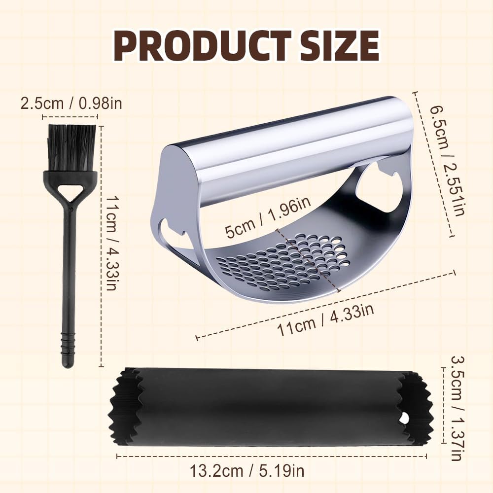 2025 New Stainless Steel Garlic Presser, Portable Manual Stainless Steel Garlic Press for Home Kitchen Utensils, Upgrade Rocker Crusher Masher with Garlic Peeling (1) - Image 6