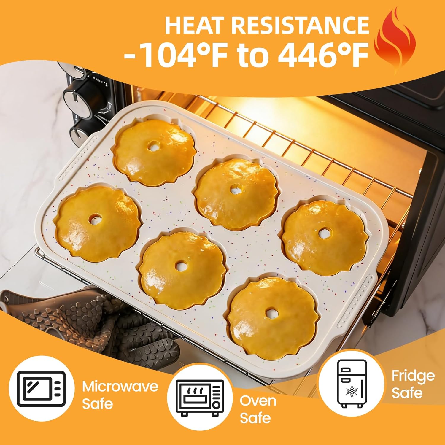 Jumbo Fluted Tube Pan with Metal Reinforced Frame, Silicone Nonstick Cake Molds 2Pcs for Chocoflan, Donuts, Cornbread, Brownies, BPA Free - Image 3