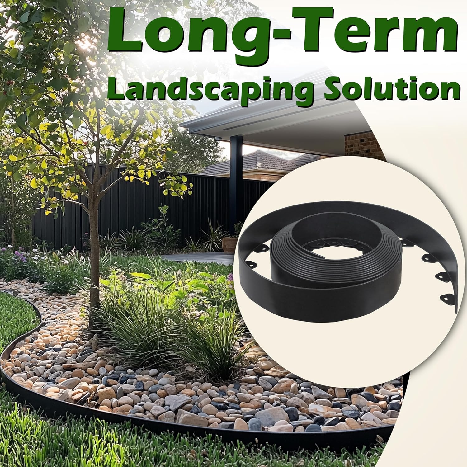 No Dig Landscape Edging Kit, 40-Foot Long, 3-Inch Tall Garden Edging Border and 100 pcs Landscape Edging Anchoring Spikes Bundle - Image 3